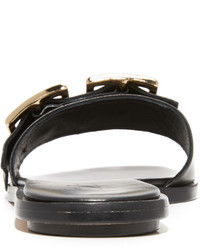 Черные кожаные сандалии на плоской подошве от Tibi