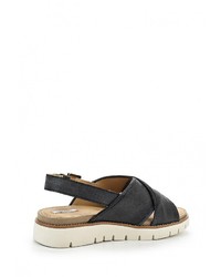 Черные кожаные сандалии на плоской подошве от Geox