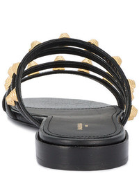 Черные кожаные сандалии на плоской подошве от Balenciaga