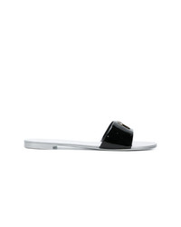 Черные кожаные сандалии на плоской подошве от Giuseppe Zanotti Design