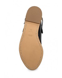 Черные кожаные сандалии на плоской подошве от Hugo