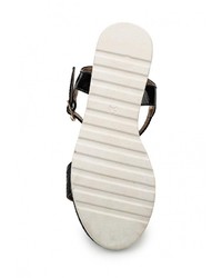 Черные кожаные сандалии на плоской подошве от Ideal