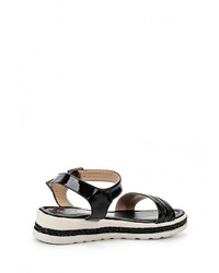 Черные кожаные сандалии на плоской подошве от Ideal