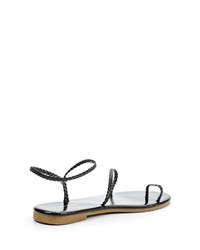 Черные кожаные сандалии на плоской подошве от Ideal