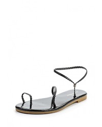 Черные кожаные сандалии на плоской подошве от Ideal