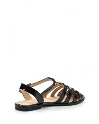 Черные кожаные сандалии на плоской подошве от Instreet