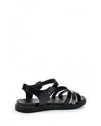 Черные кожаные сандалии на плоской подошве от Instreet