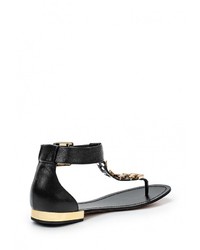 Черные кожаные сандалии на плоской подошве от Just Couture