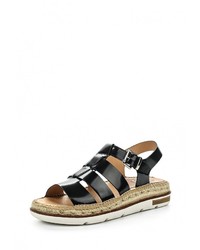 Черные кожаные сандалии на плоской подошве от Kanna