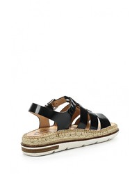 Черные кожаные сандалии на плоской подошве от Kanna