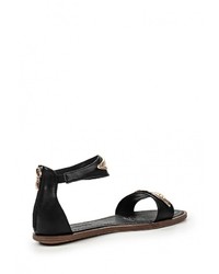 Черные кожаные сандалии на плоской подошве от Keddo