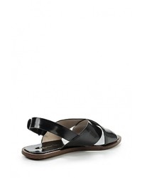 Черные кожаные сандалии на плоской подошве от Keddo