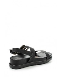 Черные кожаные сандалии на плоской подошве от Keddo