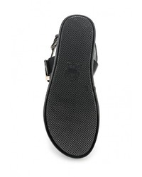 Черные кожаные сандалии на плоской подошве от Keddo