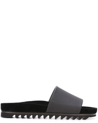 Черные кожаные сандалии на плоской подошве от Lanvin