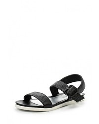 Черные кожаные сандалии на плоской подошве от Lola Blue