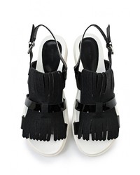 Черные кожаные сандалии на плоской подошве от LOST INK