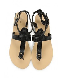 Черные кожаные сандалии на плоской подошве от LOST INK