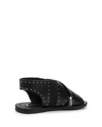 Черные кожаные сандалии на плоской подошве от LOST INK