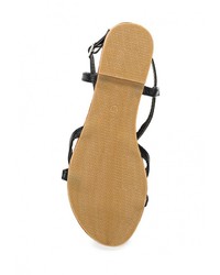 Черные кожаные сандалии на плоской подошве от Mada-Emme
