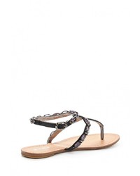 Черные кожаные сандалии на плоской подошве от Malien