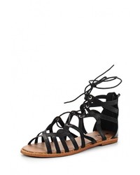 Черные кожаные сандалии на плоской подошве от Malien