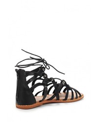 Черные кожаные сандалии на плоской подошве от Malien