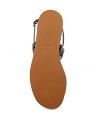 Черные кожаные сандалии на плоской подошве от Mango