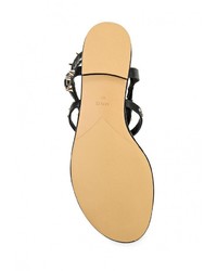 Черные кожаные сандалии на плоской подошве от Mango