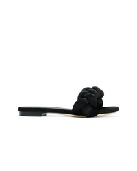 Черные кожаные сандалии на плоской подошве от Marco De Vincenzo