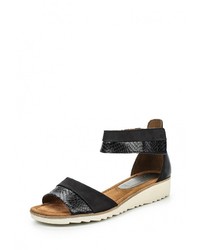 Черные кожаные сандалии на плоской подошве от Marco Tozzi