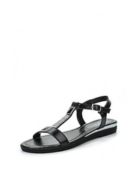 Черные кожаные сандалии на плоской подошве от Marco Tozzi