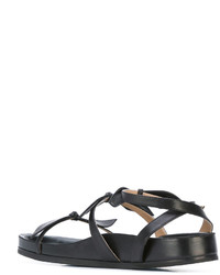 Черные кожаные сандалии на плоской подошве от Chloé
