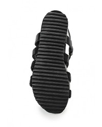 Черные кожаные сандалии на плоской подошве от Mimoda