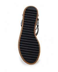Черные кожаные сандалии на плоской подошве от Mimoda