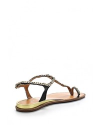 Черные кожаные сандалии на плоской подошве от Mon Ami