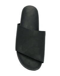 Черные кожаные сандалии на плоской подошве от Peter Non