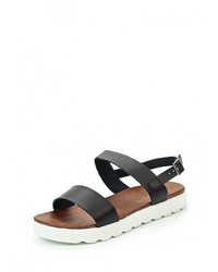 Черные кожаные сандалии на плоской подошве от Pezzano