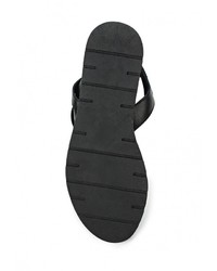 Черные кожаные сандалии на плоской подошве от Pieces