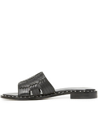Черные кожаные сандалии на плоской подошве от Ash