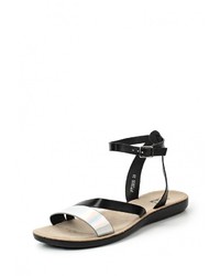 Черные кожаные сандалии на плоской подошве от PTPT