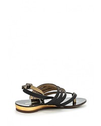 Черные кожаные сандалии на плоской подошве от Raxmax