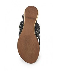 Черные кожаные сандалии на плоской подошве от Raxmax