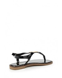 Черные кожаные сандалии на плоской подошве от Renda