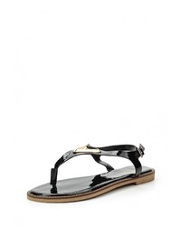 Черные кожаные сандалии на плоской подошве от Renda