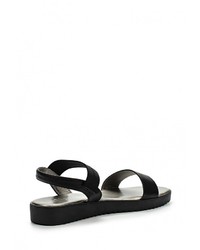 Черные кожаные сандалии на плоской подошве от Savannah