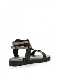 Черные кожаные сандалии на плоской подошве от Savannah