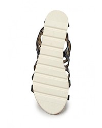 Черные кожаные сандалии на плоской подошве от Savannah