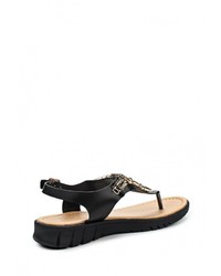 Черные кожаные сандалии на плоской подошве от Savannah