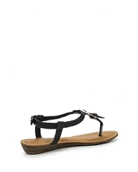 Черные кожаные сандалии на плоской подошве от Savannah